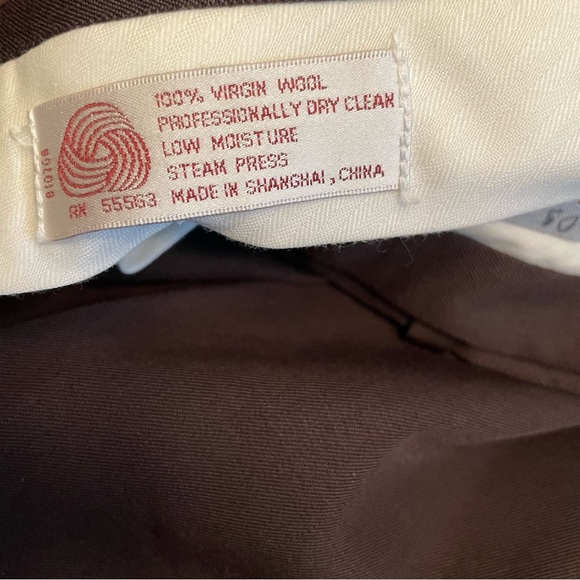 Cordovan & Grey Men Brown Virgin Wool Dress Pants Pleated Cuffed 40 x 26.5 - Picture 6 of 6